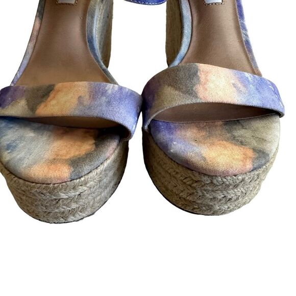 Chelsea & Violet Henna‎  Pastel Multi Color 7 Tie Dye Espadrille Wicker Wedge - Picture 5 of 13